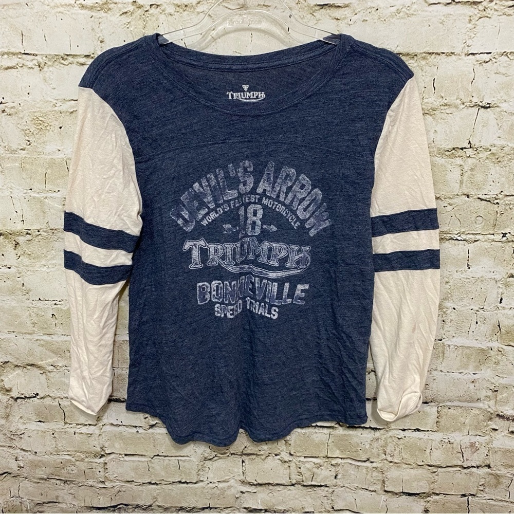 Lucky Brand Triump Blue Cream Devils Arrow Long Sleeve Shirt